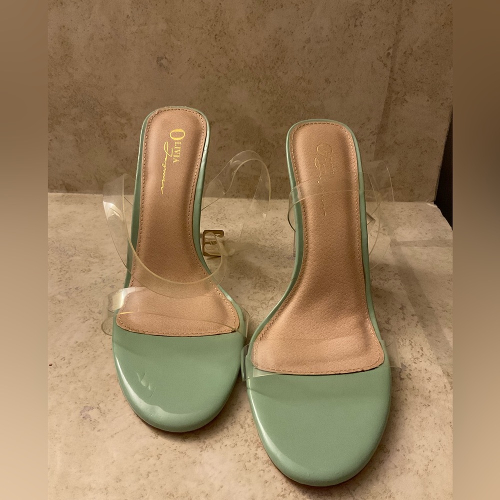 Mint Color Clear Heels
